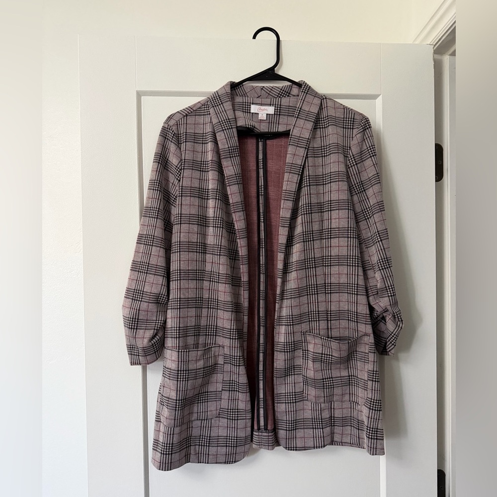 Women's Plaid Blazer in Pink and Black